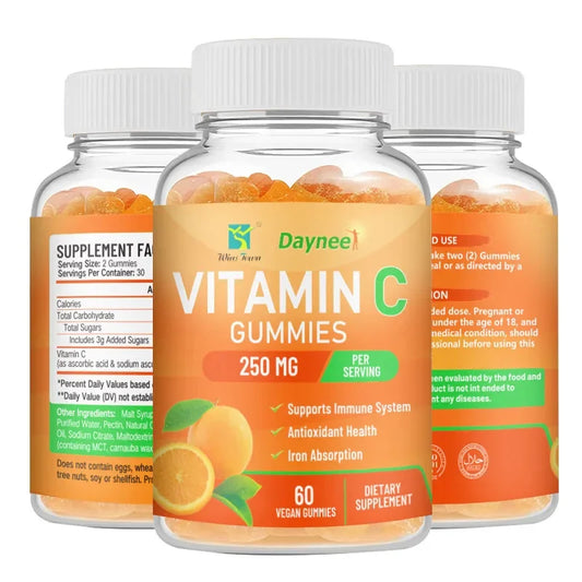 Vitamin C Gummies (250mg) | Dietary Supplement for Immune Boost, Collagen Formation, Wound Healing and Skin Health
