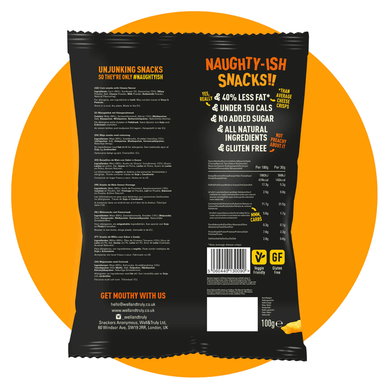 WELL & TRULY CRUNCHIES - Really Cheesy 30g bag
