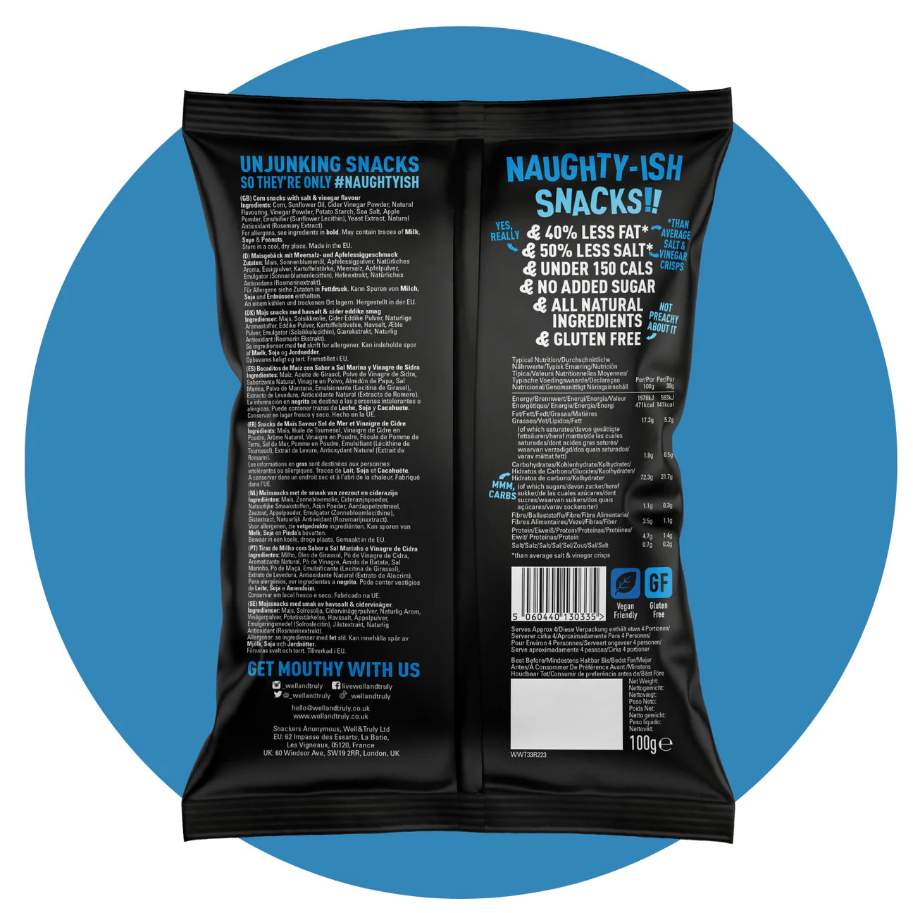 WELL & TRULY CRUNCHIES - Sea Salt & Cider Vinegar 30g bag