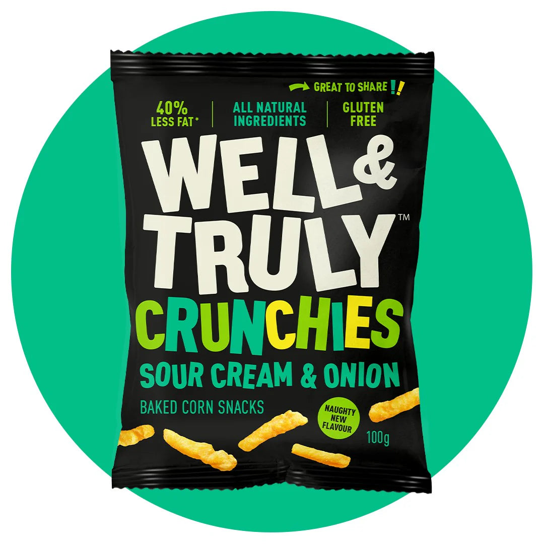 WELL & TRULY CRUNCHIES - Sour cream & Onion 30g bag