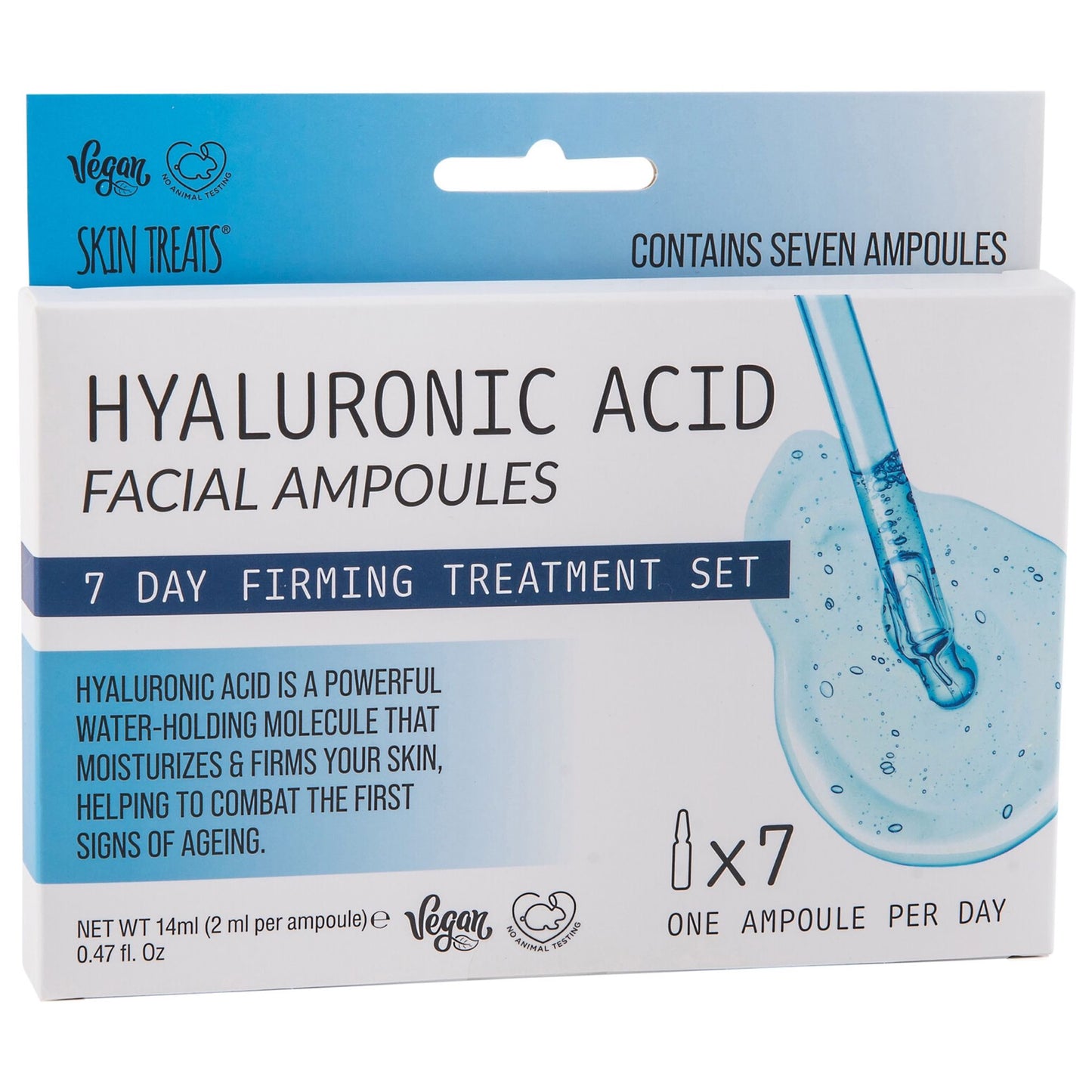 Hyaluronic acid facial ampoules firming treatment. (7 ampoules per box)